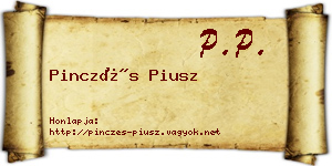 Pinczés Piusz névjegykártya